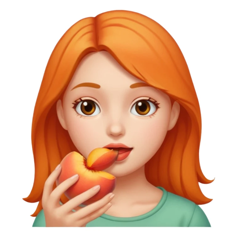 girl eating peach sticker