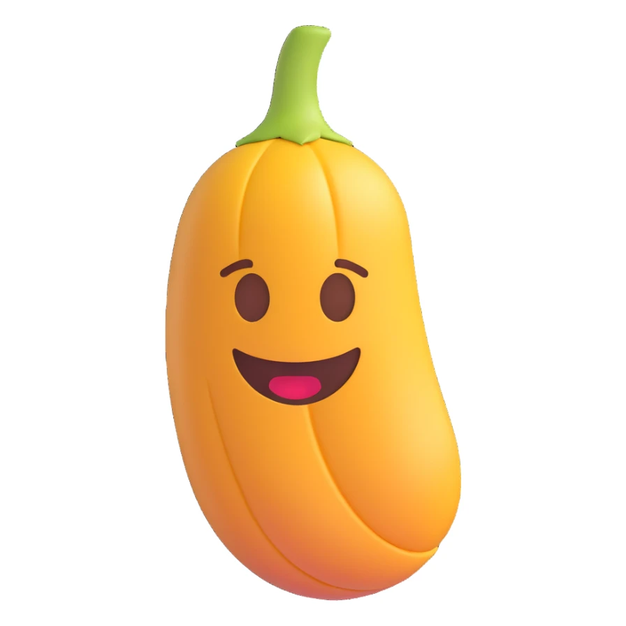 friendly smooth detailed vanilla bean pod 3D emoji style sticker