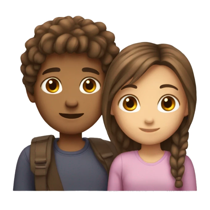 Girl and boy hugging brown hair brown eyes sticker