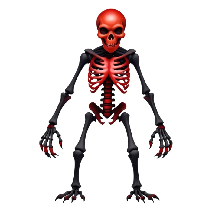 A black and red gradient epic shiny cool edgy skeletal monster-creature, full body sticker