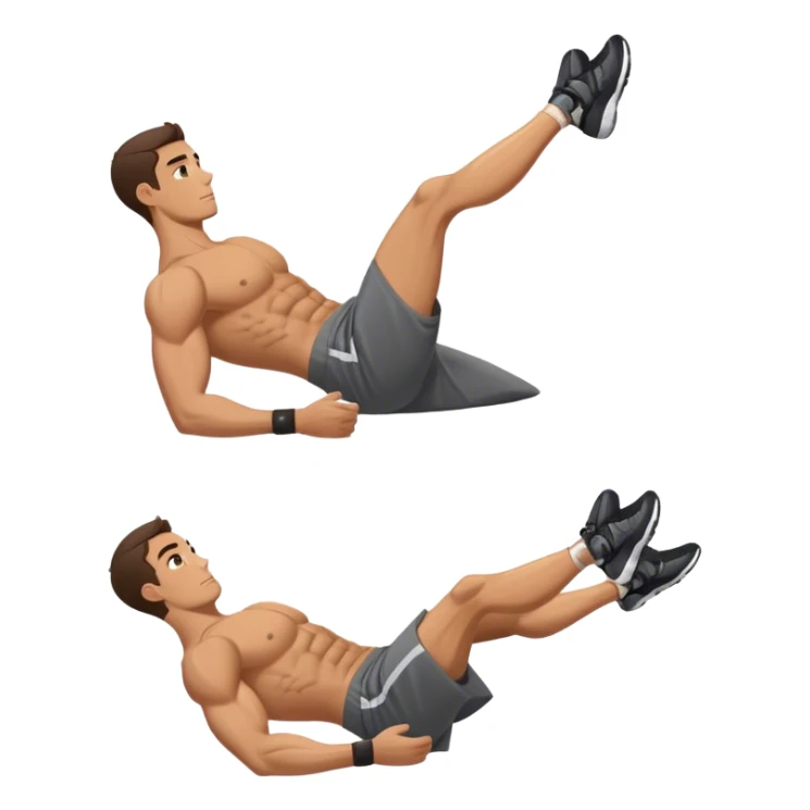 side-view of guy doing decline abdominal Crunches with sixpack sticker