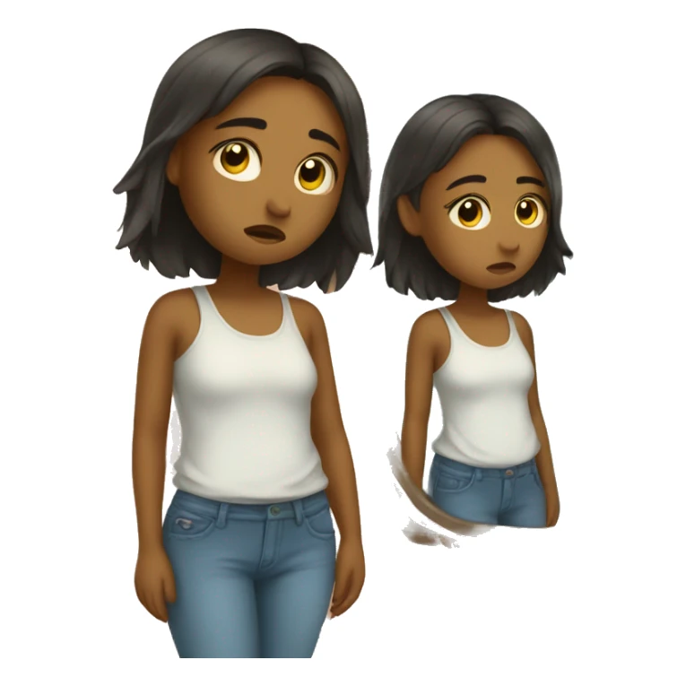 girl trying clothes in front of mirror that is sad sticker