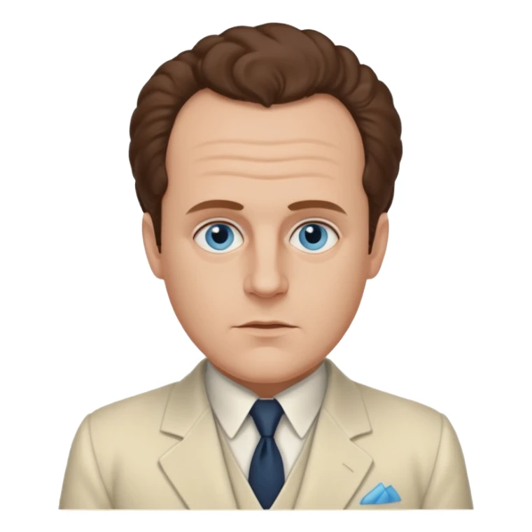 Sergei Eisenstein with blue eyes, brown hair, ivory suit  sticker