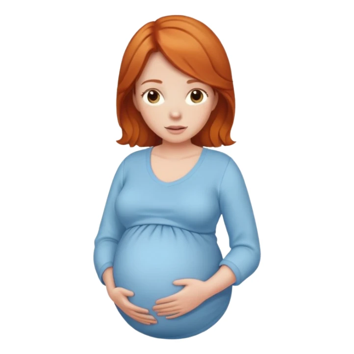 Ginger hair lady with light blue clothes pregnant  sticker