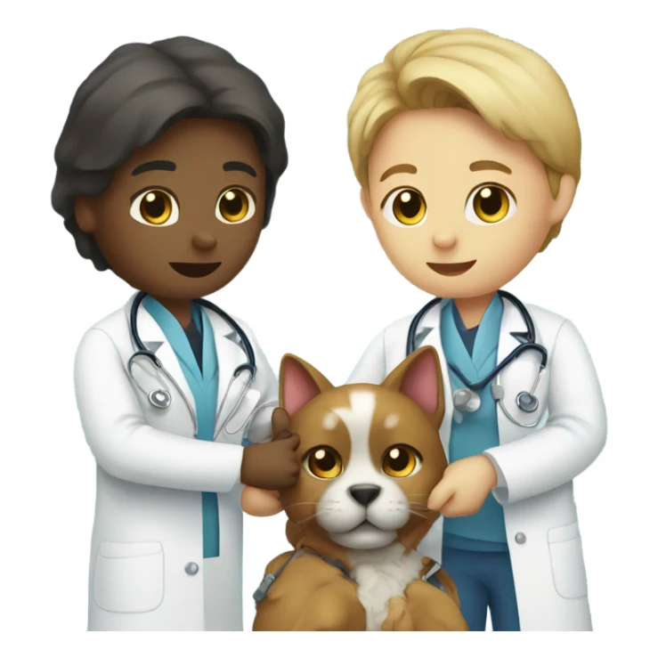 doctor cat treating a dog patient sticker