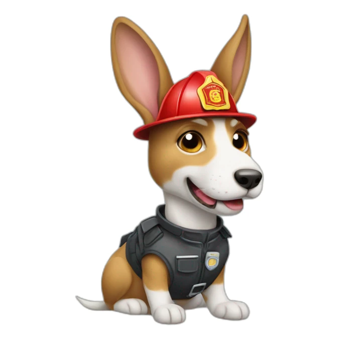 a jackrabbit terrier dog who works as a firefighter and wears a bulletproof vest sticker