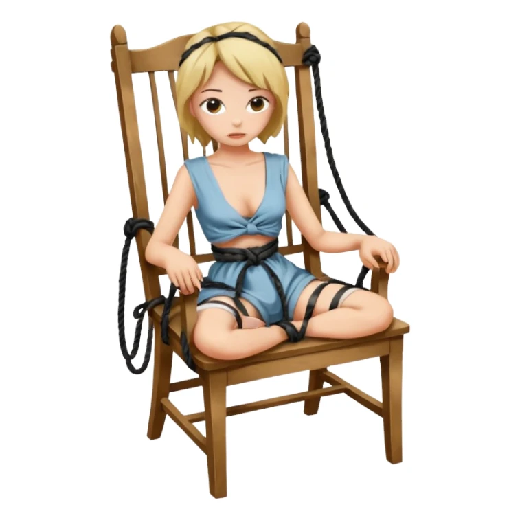 woman tied up in a chair sticker