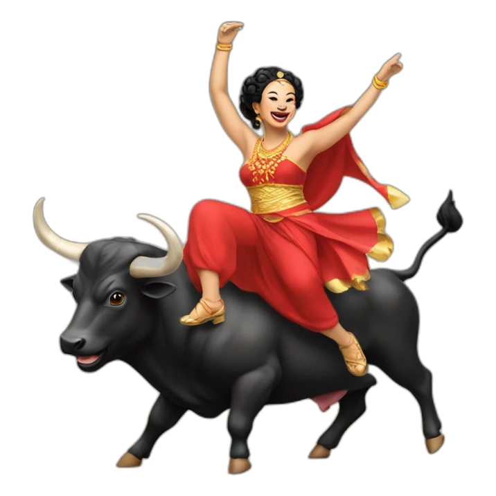 Megawati dancing on top of a bull sticker