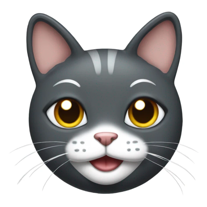 Dark Grey cat with white mouth smiling no white on forehead sticker