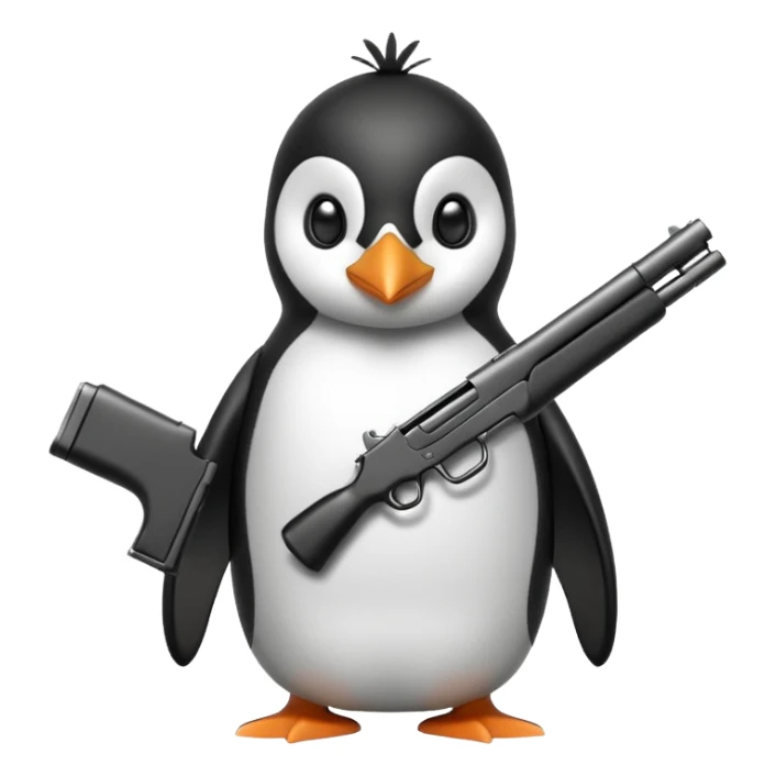 Penguin with gun sticker