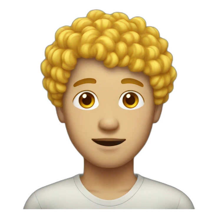 asian male with yellow curly hair sticker