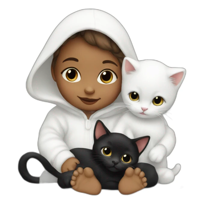 Baby girl -with 1 white cat- 1 black cat sticker