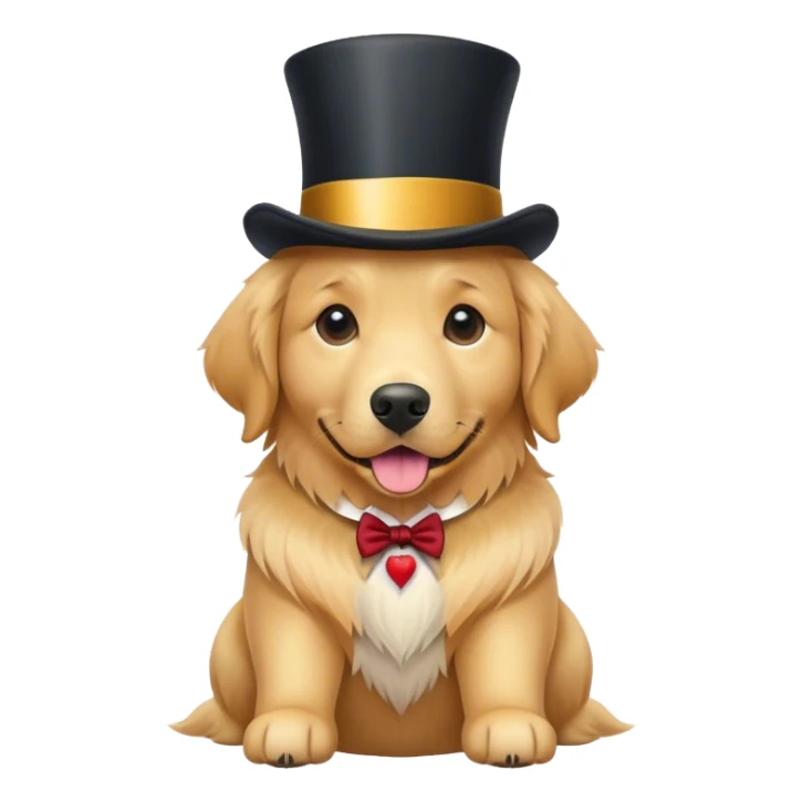 Golden retriever woty a top hat sticker