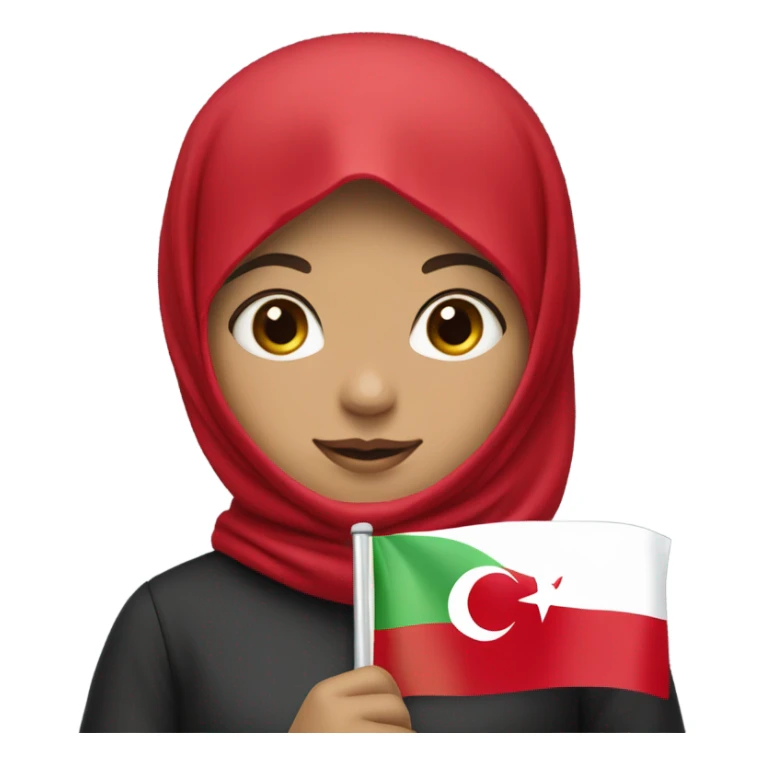 girl with hijab holding gummy bear and turkish flag sticker