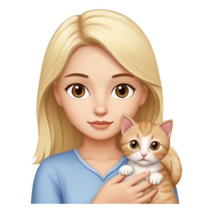 loira olhos castanhos com um gatinho no colo sticker