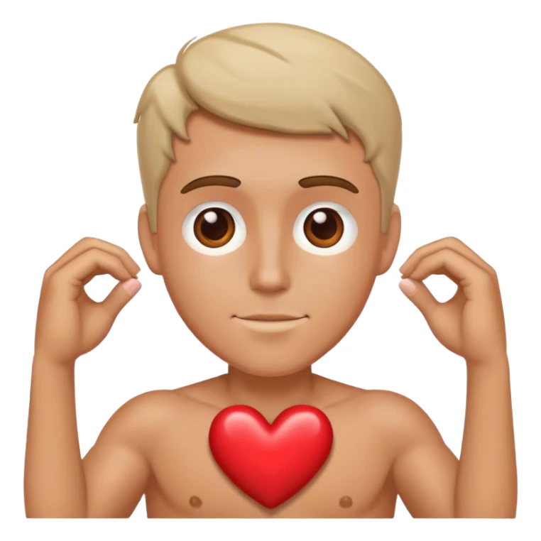 white man showing heart sticker