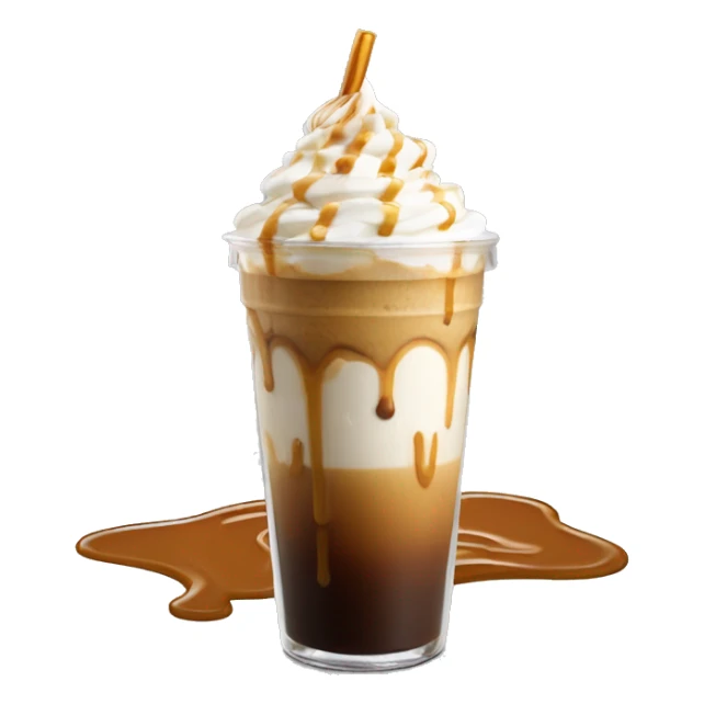 Caramel iced coffee with whipped cream and caramel drizzle sticker