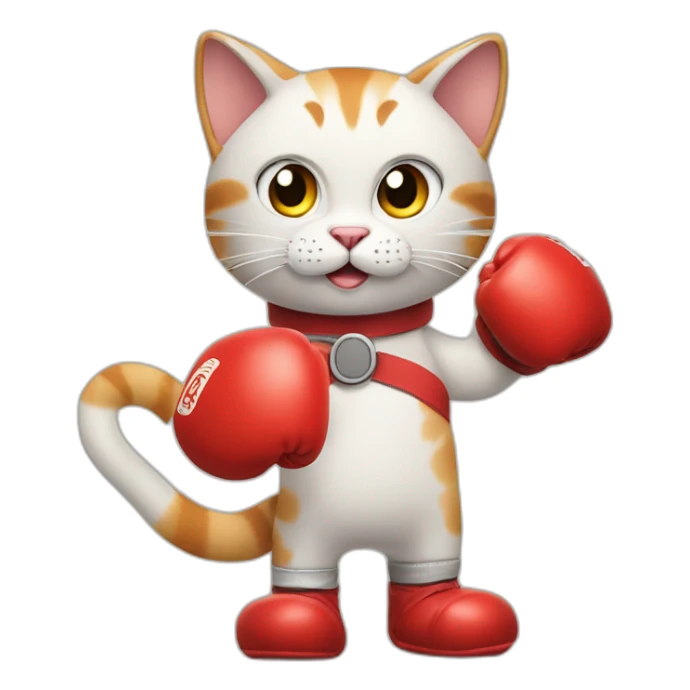 the cat in boxing gloves raised one paw sticker