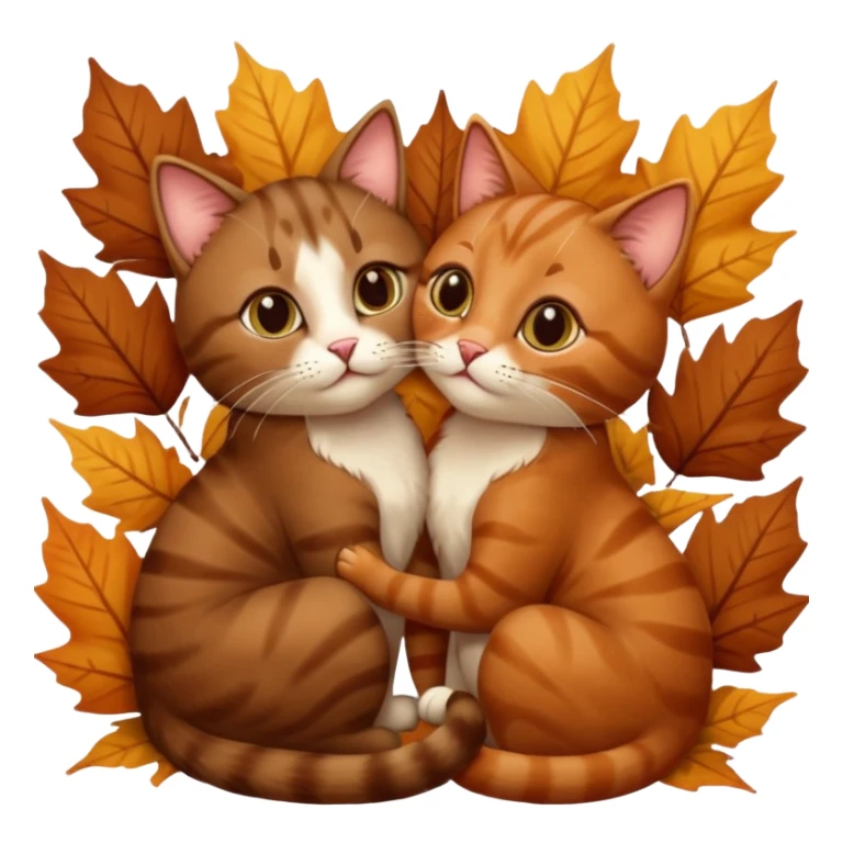 Brown cat kisses cat on autumn  sticker