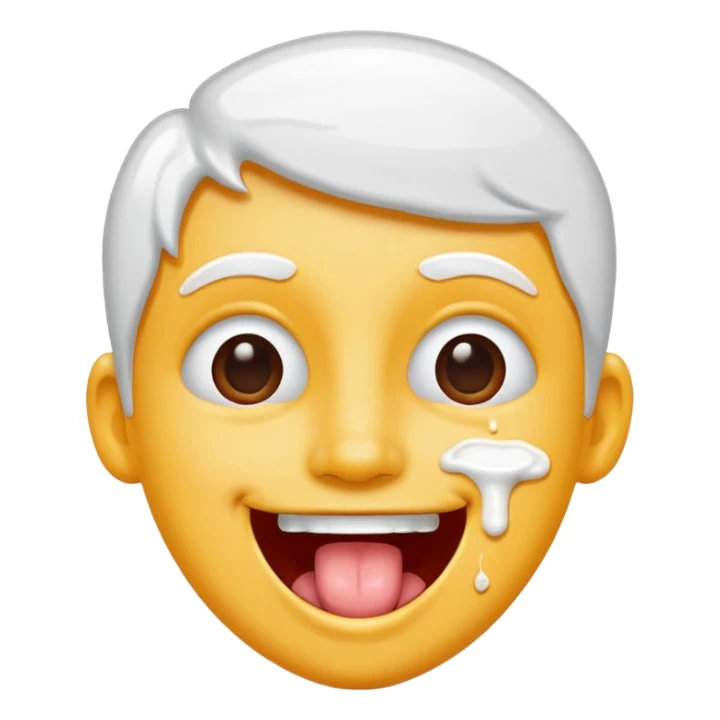 Spilt white glue on their face and smiling with their tongue out sticker