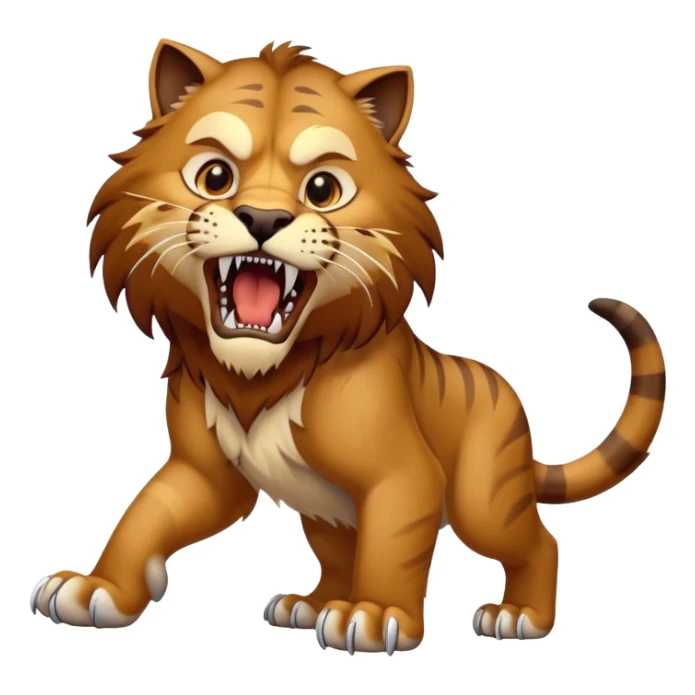 saber-toothed cat with extremely long, exaggerated canine teeth extending far beyond the jaw sticker