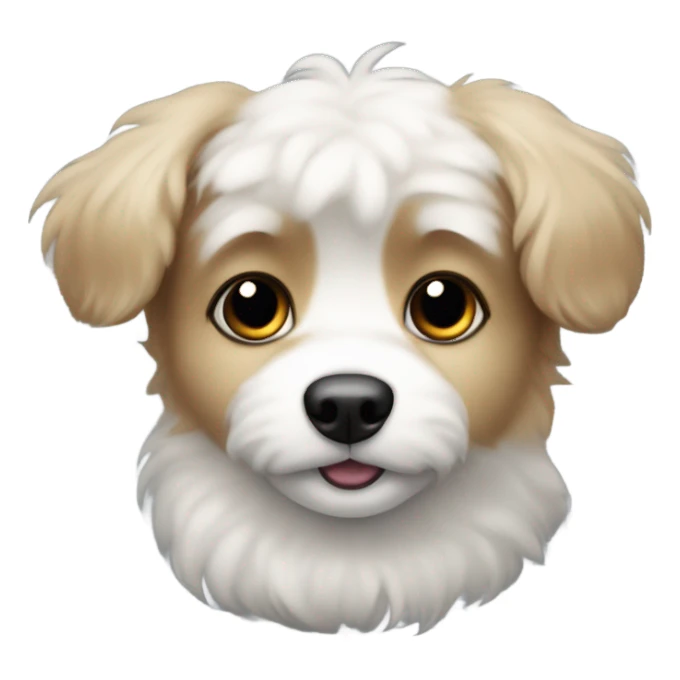 Slightly fluffy dog Small dog’s face with white muzzle, black fur around eyes and connects to floppy short ears, black nose, and a curious, sweet expression. sticker