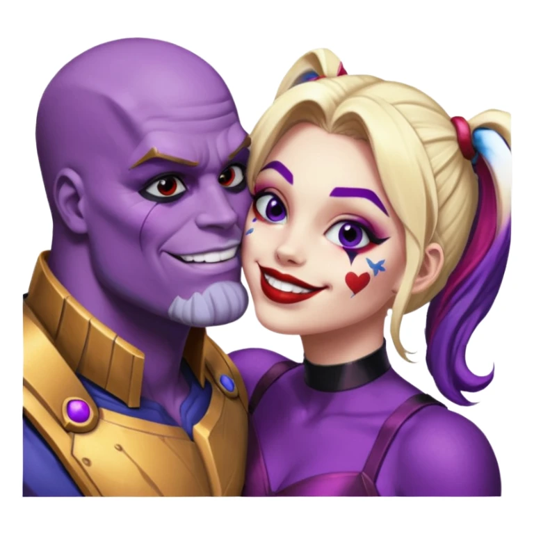 Harley quinn kissing thanos sticker