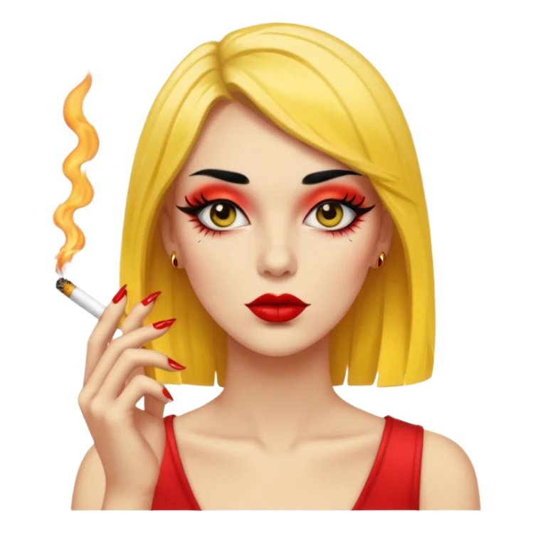 Baddie smoking yellow face with lashes and nails  sticker
