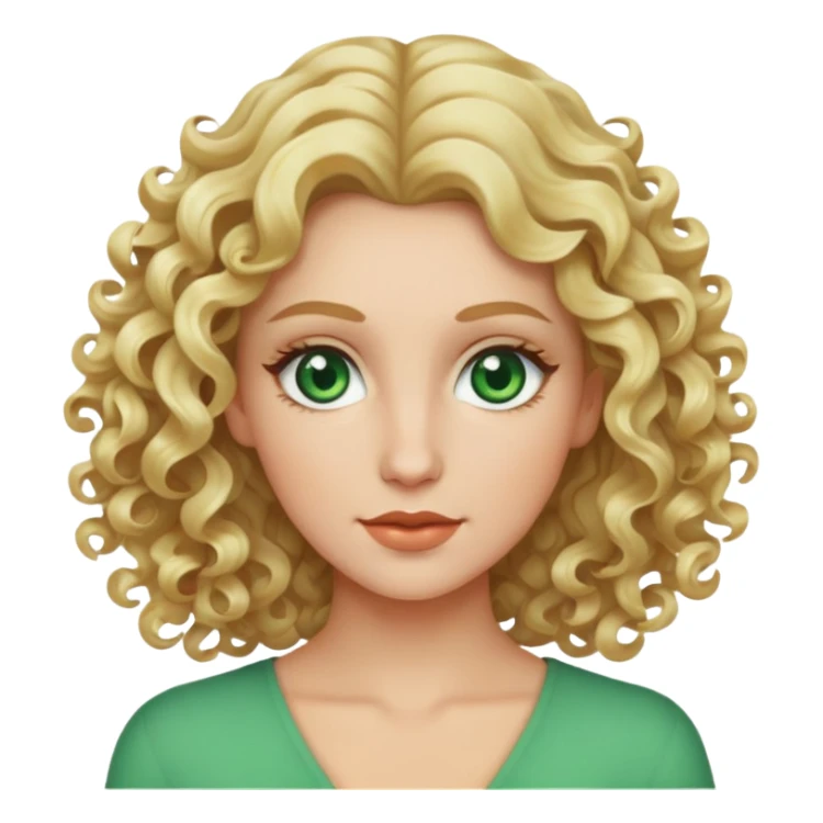 woman with blonde 2c wavy curls and green eyes sticker