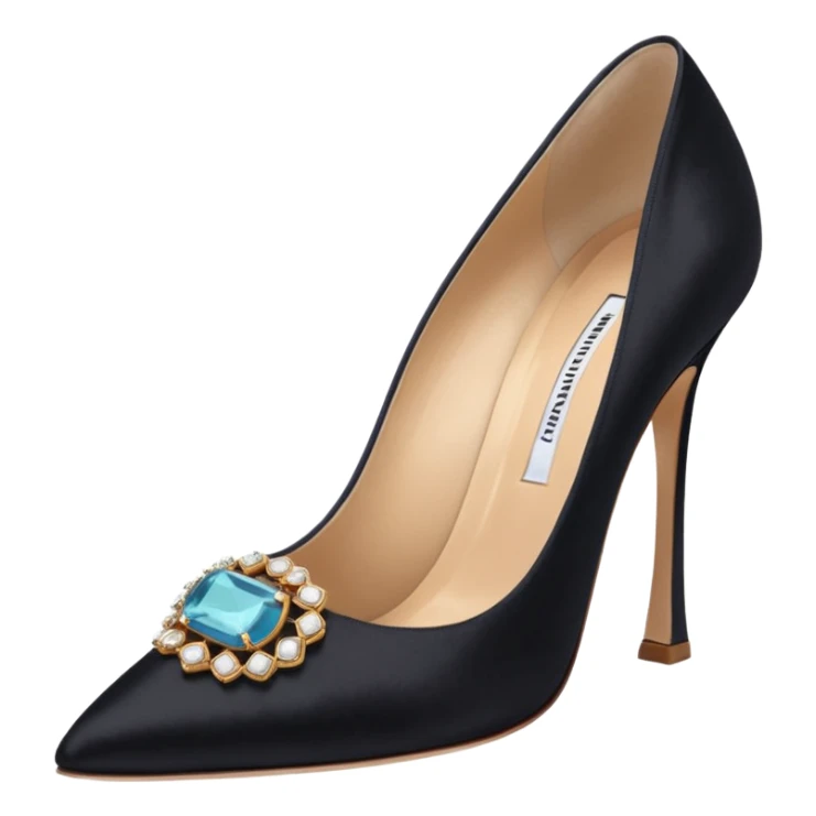 manolo blahink 90's satin pump add the jewelry to the front sticker