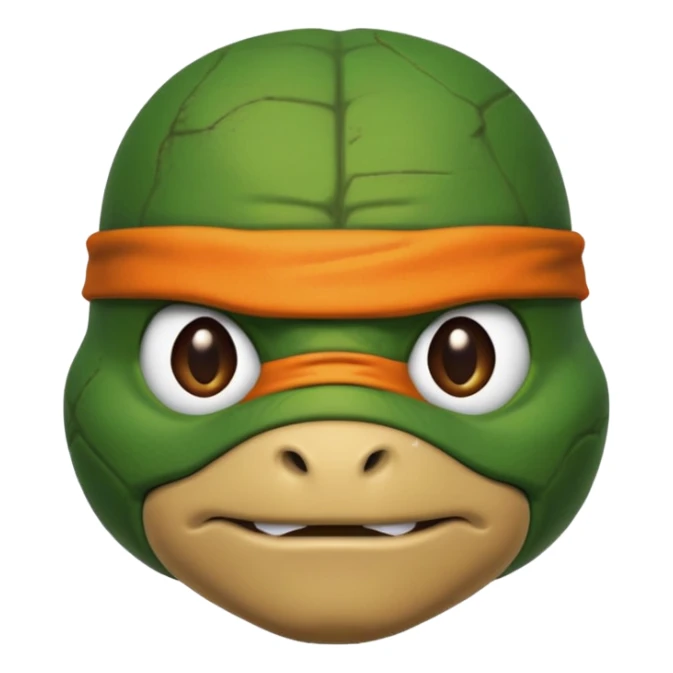 Michelangelo from Teenage Mutant Ninja Turtles, emoji style, head only, cute minimalistic style, with a serious expression sticker