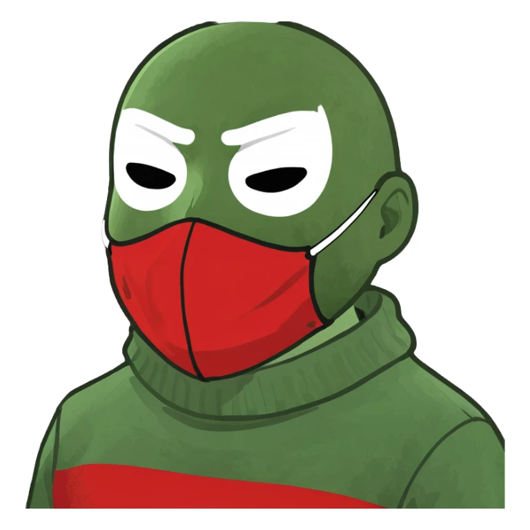 A guy in a black and white mask and red sweater sticker