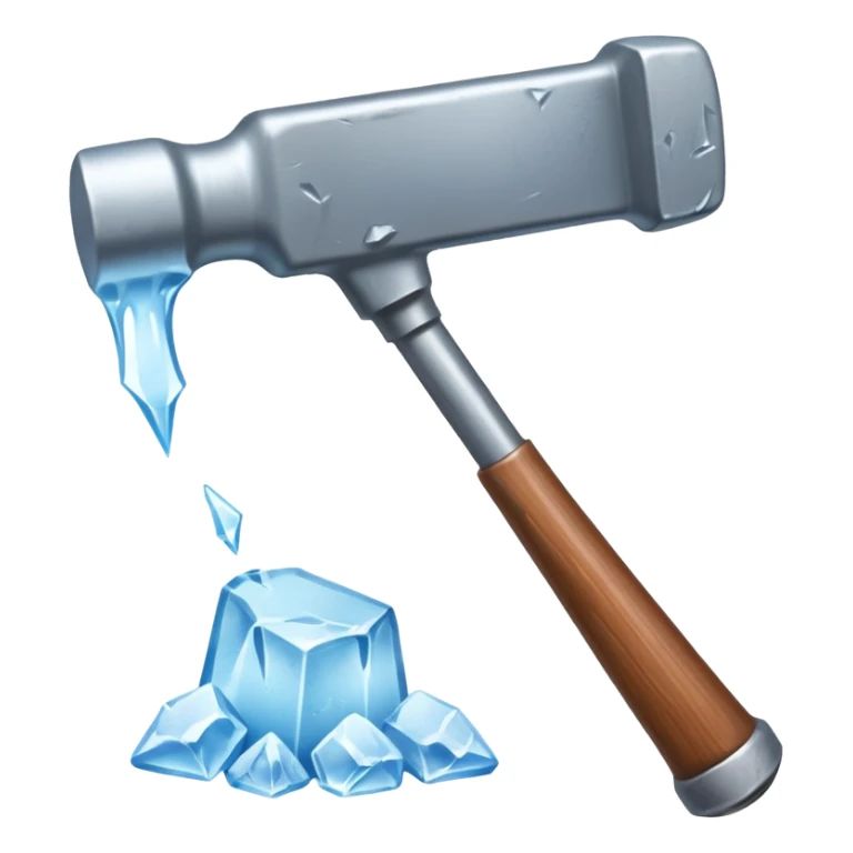 an ice and a big hammer, means break the ice sticker