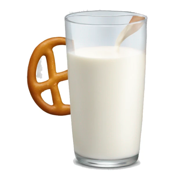 A glass of milk with a pretzel sticker