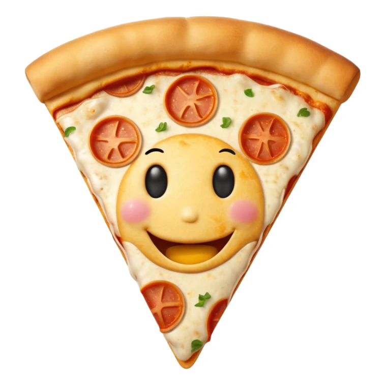 A pizza slice emoji with a smiley face sticker