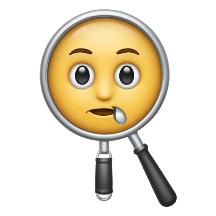 serious emoji with magnifying glass with white handle sticker