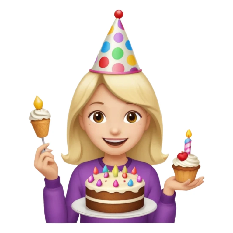 A girl in a cake happy birthday sticker