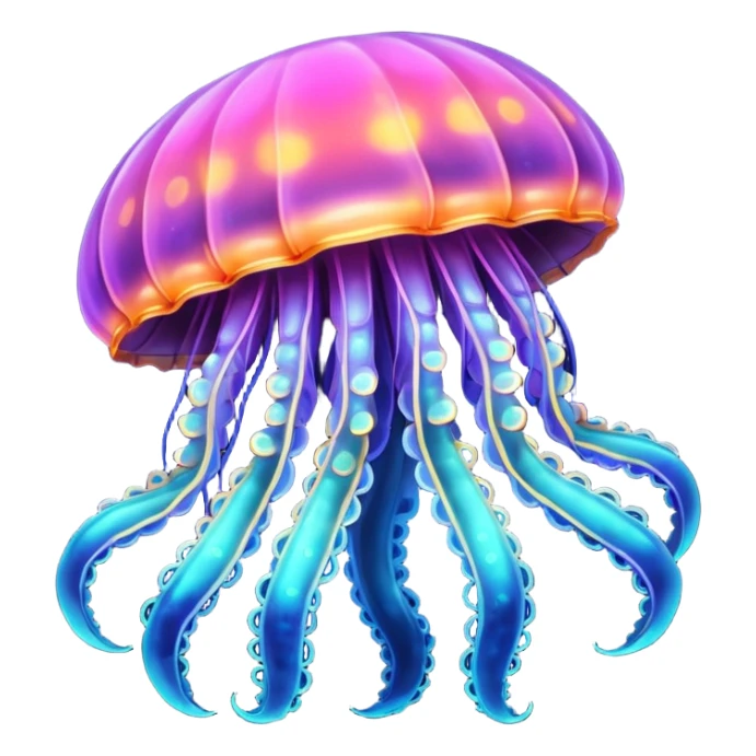 Neon glowing jellyfish-crab-squid sticker