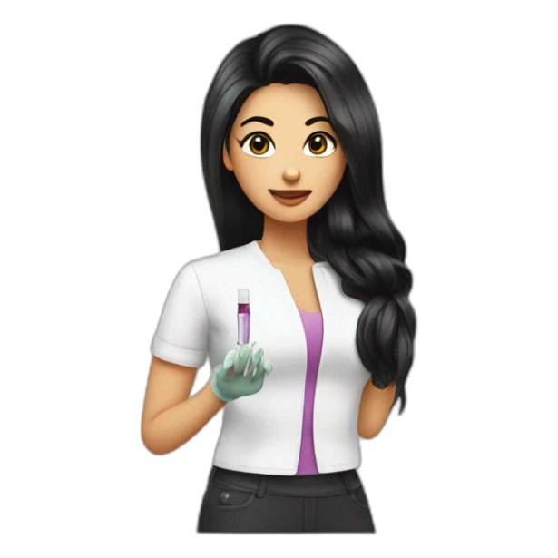 Beautician with an injection with black hair sticker