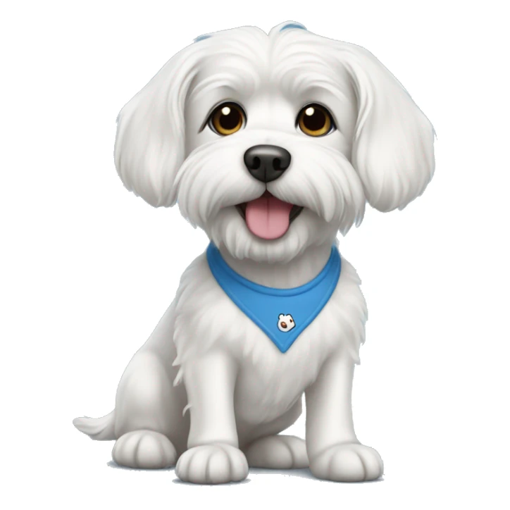 White dog Maltese in blue T-shirt  sticker