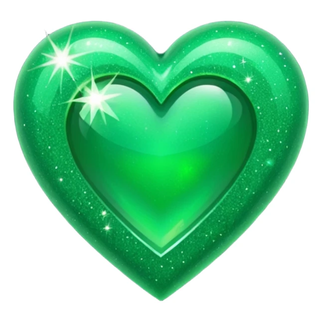 Green Heart with green sparkles sticker