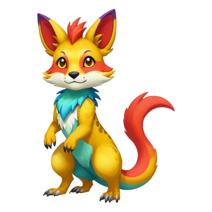 colorful anthro vernid fursona Fakemon sticker