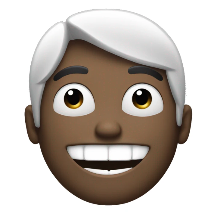 man with wide apart eyes and a big smile with very big two front teeh sticker