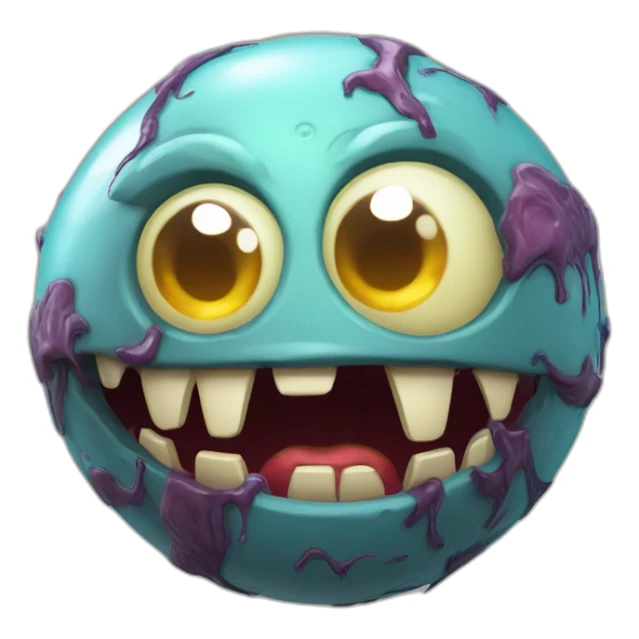 3d sphere with a cartoon sincere conduit Zombie skin texture with feminine eyes sticker