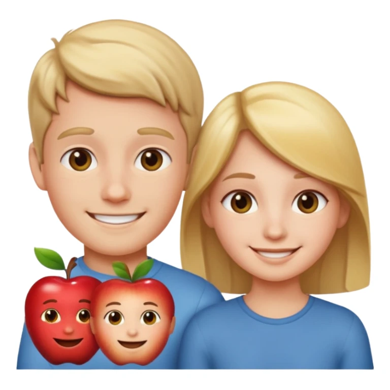 a boy looking at a girl, apple style emoji, both smiling sticker