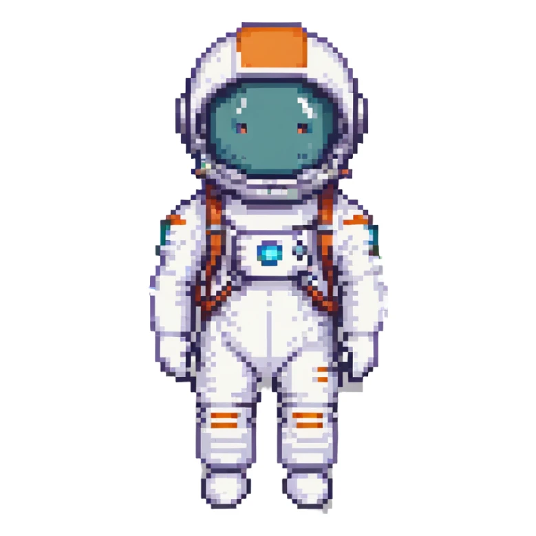 pixel art icon of an astronaut with helmet and suit, simple and recognizable user profile avatar sticker