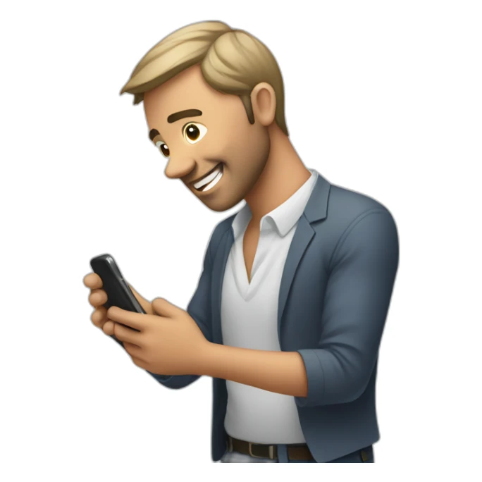 A man talks to his mobile phone sideways sticker