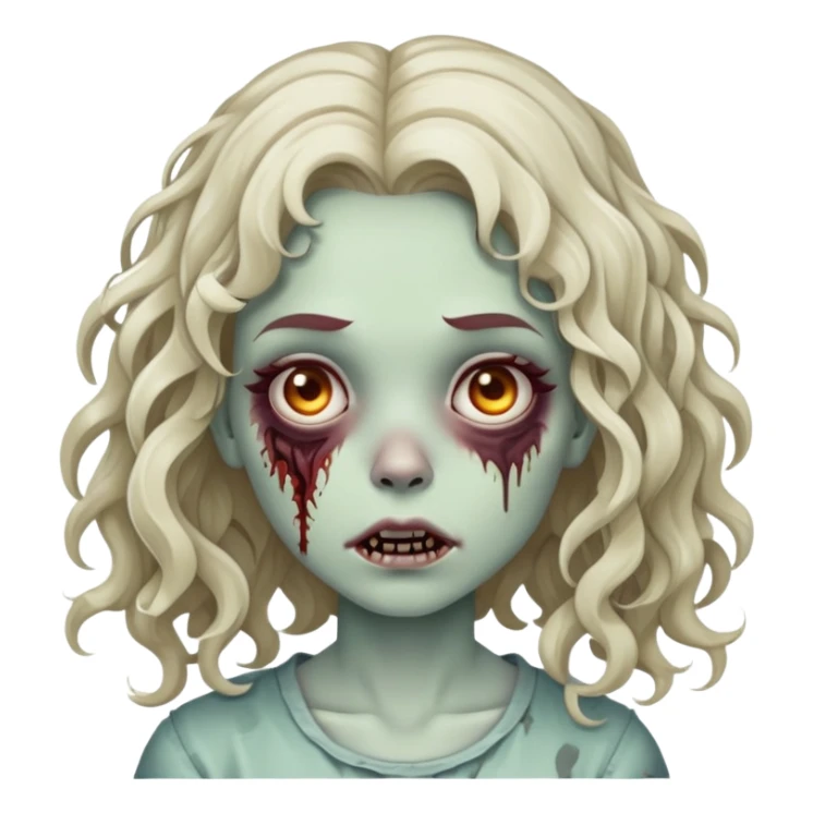 zombie girl with wavy/curly medium length hair with straight microbangs sticker