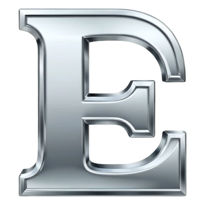 A metallic letter E fancy faunt sticker