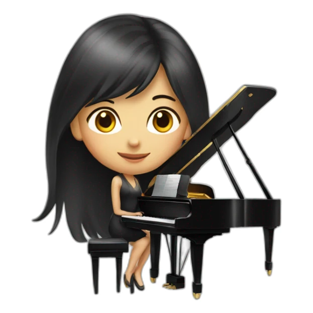 Asian girl grand piano sticker